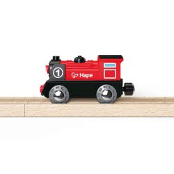 Hape Battery Powered Engine No.1 Ξύλινο Βαγόνι Με Φως & Κουμπάκι Για Αλλαγή Κατεύθυνσης - 1Τεμ E3703A 6943478014916