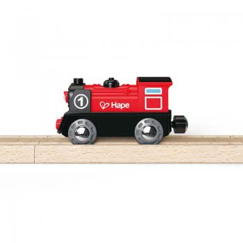 Hape Battery Powered Engine No.1 Ξύλινο Βαγόνι Με Φως & Κουμπάκι Για Αλλαγή Κατεύθυνσης - 1Τεμ E3703A 6943478014916