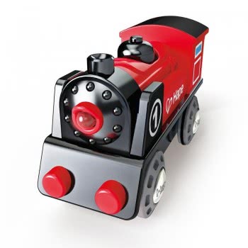 Hape Battery Powered Engine No.1 Ξύλινο Βαγόνι Με Φως & Κουμπάκι Για Αλλαγή Κατεύθυνσης - 1Τεμ E3703A 6943478014916