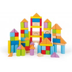 Hape Wooden Blocks - Πολύχρωμα Τουβλάκια Σε Κουτί Αποθήκευσης - 101Τεμ. E8247 6943478018525