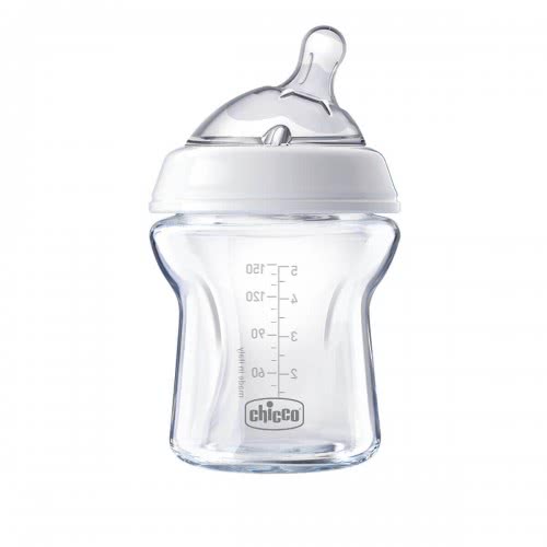 Chicco Natural Feeling Bottle Glass 150Ml, Silicon Nipple Regural Flow, 0M+ A50-80611-00 8058664074167