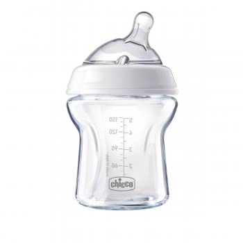 Chicco Natural Feeling Bottle Glass 150Ml, Silicon Nipple Regural Flow, 0M+ A50-80611-00 8058664074167