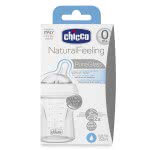 Chicco Natural Feeling Bottle Glass 150Ml, Silicon Nipple Regural Flow, 0M+ A50-80611-00 8058664074167