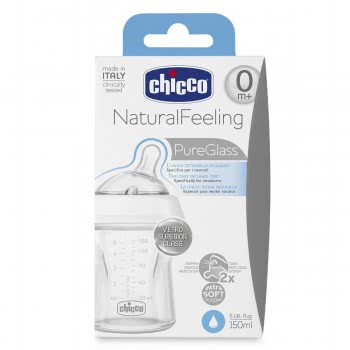 Chicco Μπιμπερό Γυάλινο Natural Feeling 150Ml, Θήλη Σιλικόνης Κα A50-80611-00 8058664074167
