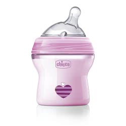 Chicco Natural Feeling Bottle Plastic 150Ml, Silicon Nipple Regural Flow, 0M+, Pink 80811-11 8058664080724