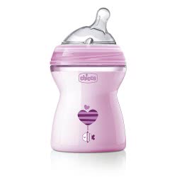 Chicco Μπιμπερό Πλαστικό Natural Feeling 250Ml, Θήλη Σιλικόνης Μέτριας Ροής, 2Μ+, Ροζ A60-80825-11 8058664080762