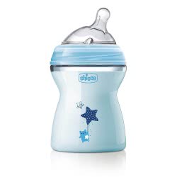Chicco Μπιμπερό Πλαστικό Natural Feeling 250Ml, Θήλη Σιλικόνης Μέτριας Ροής, 2Μ+, Σιελ A60-80825-21 8058664085019