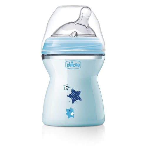 Chicco Μπιμπερό Πλαστικό Natural Feeling 250Ml, Θήλη Σιλικόνης Μέτριας Ροής, 2Μ+, Σιελ A60-80825-21 8058664085019