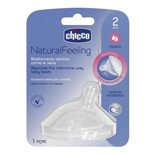 Chicco Silicon Nipple Natural Feeling, Medium Flow, 2M+ B50-81023-10 8058664008209