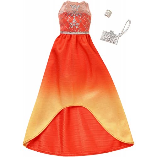 Mattel Barbie Fashion Night Dresses, Orange And Yellow Dress FND47 / FKT25 887961551501