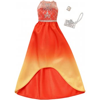 Mattel Barbie Fashion Βραδινά Σύνολα, Πορτοκαλί Και Κίτρινο Φόρεμα FND47 / FKT25 887961551501