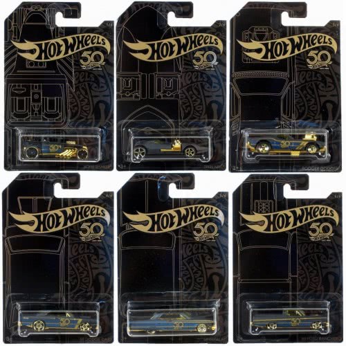 Mattel Hot Wheels Επετειακά Αυτοκινητάκια Black-Gold - 6 Σχέδια FRN33 887961631708