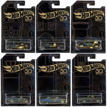 Mattel Hot Wheels Anniversary Venicles Black-Gold - 6 Designs FRN33 887961631708