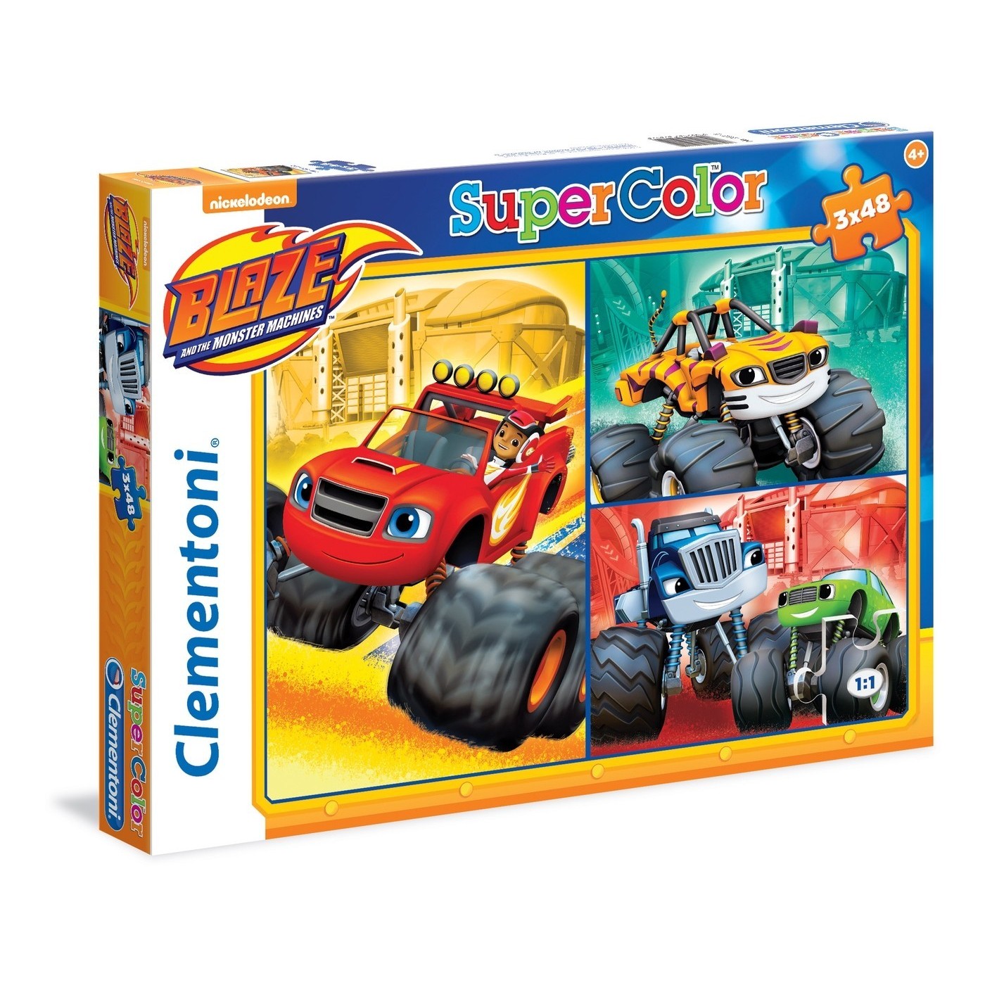 Clementoni Puzzle 3X48pc Super Color Nickelodeon - Blaze And The ...