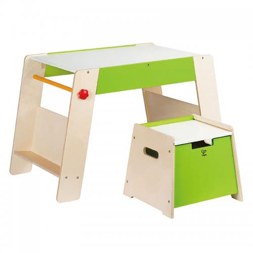 Hape Early Explorer Ξύλινο Θρανίο Με Κάθισμα Play Station And Stool Set E1015 6943478009974