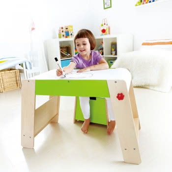 Hape Early Explorer Ξύλινο Θρανίο Με Κάθισμα Play Station And Stool Set E1015 6943478009974