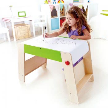 Hape Early Explorer Ξύλινο Θρανίο Με Κάθισμα Play Station And Stool Set E1015 6943478009974