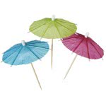 PROCOS Unicolour Cocktail Umbrellas (Fuchsia, Green, Blue) - 10 Pieces 089178 5201184891780