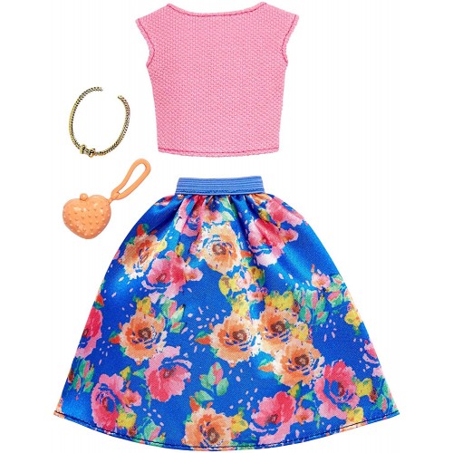 Mattel Barbie Fashion Βραδινά Σύνολα Floral Spring Skirt Pink Top FND47 / FKR96 887961551297