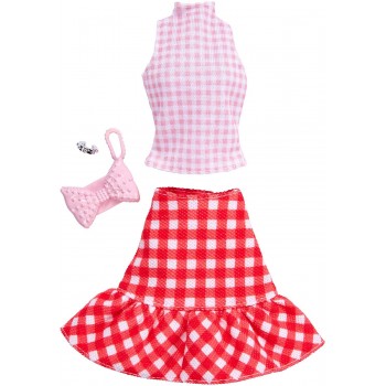 Mattel Barbie Fashion Pink Top And Gingham Skirt FND47 / FKR99 887961551617