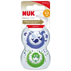 NUK Silicone Soother Genious Color 2 Packs - 2 Designs 10730047 4008600282938