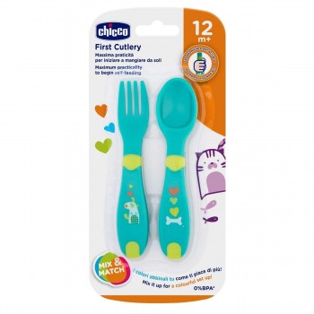 Chicco First Cutlery Σετ Πιρούνι - Κουτάλι 12M+ Πράσινο F01-16101-30 8058664086627