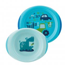 Chicco Dish Set Plate And Bowl Blue 12Μ+ F05-16002-20 8058664086580