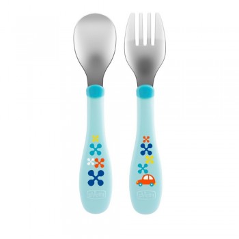 Chicco Metal Cutlery Mix And Match Πιρούνι - Κουτάλι 18M - 2 Χρώματα F05-16102-20 8058664086641