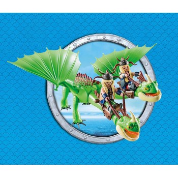 Playmobil Dragons Ο Πέτρος Και Η Πέτρα Με Τον Δικέφαλο Δράκο Ρέψιμο Και Αναγούλα 9458 4008789094582