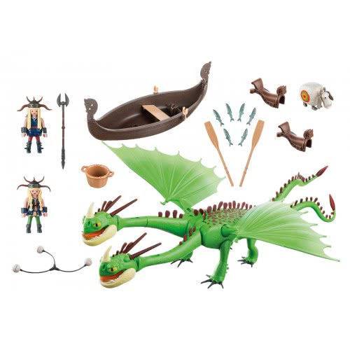 Playmobil Dragons Ο Πέτρος Και Η Πέτρα Με Τον Δικέφαλο Δράκο Ρέψιμο Και Αναγούλα 9458 4008789094582