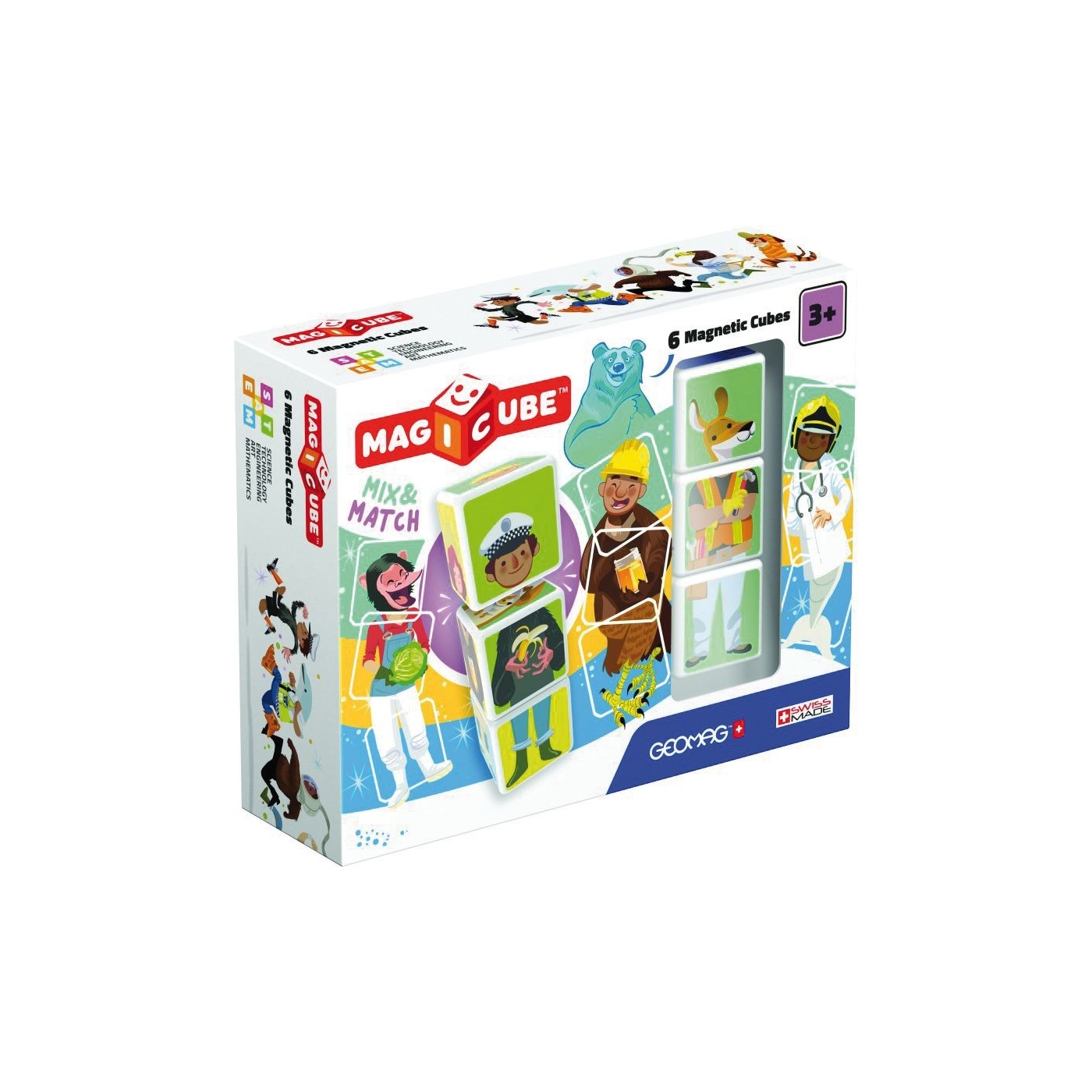 Geomag Magicube People Mix And Match - 6 Cubi Magnetici Per Bambini 3+ - Gioco Costruzioni - Foto 5