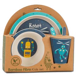 OEM Bamboo Fibre Σετ Φαγητού Ρομπότ Στο Διάστημα, Μπλε 640969 6033950640969