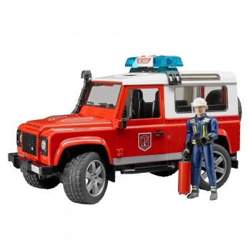 bruder Land Rover Defender Station Wagon Fire Department Vehicle With Fireman With Fire-Extinguisher 02596 4001702025960