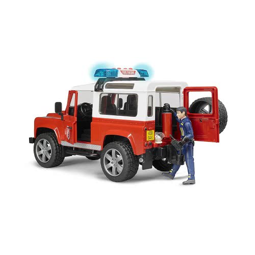 bruder Land Rover Defender Station Wagon Fire Department Vehicle With Fireman With Fire-Extinguisher 02596 4001702025960