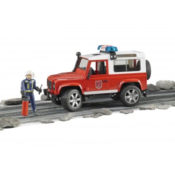 bruder Land Rover Defender Πυροσβεστικό Όχημα Με Πυροσβέστη 02596 4001702025960