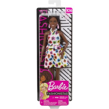Mattel Barbie Fashionistas Doll 106 White Dress With Multicolor Flowers FBR37 / FXL46 887961694550