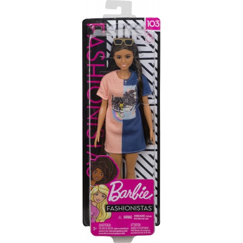 Mattel Barbie Fashionistas 103 Φόρεμα - Πουλόβερ Ροζ - Μπλε Love 1959 FBR37 / FXL43 887961694499
