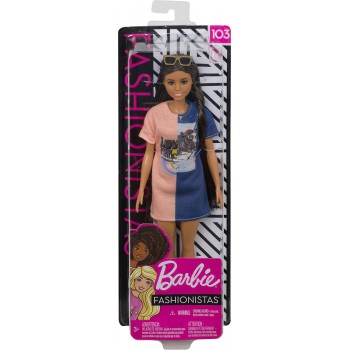 Mattel Barbie Fashionistas 103 Φόρεμα - Πουλόβερ Ροζ - Μπλε Love 1959 FBR37 / FXL43 887961694499