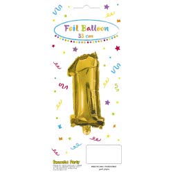 PROCOS Decorata Party Gold Foil No 1 Balloon - Gold 089642 5201184896426