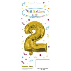 PROCOS Decorata Party Gold Foil No 2 Balloon - Gold 089643 5201184896433