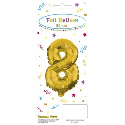 PROCOS Decorata Party Gold Foil No 8 Balloon - Gold 089649 5201184896495