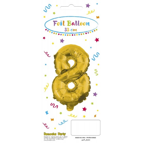 PROCOS Decorata Party Gold Foil No 8 Μπαλόνι - Χρυσό 089649 5201184896495