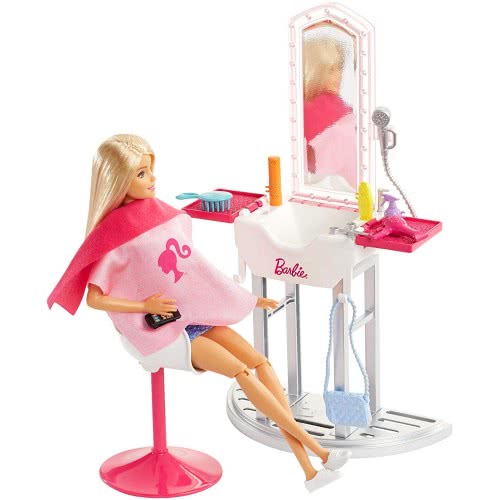 Mattel Barbie Room With Blonde Doll, Beauty Salon DVX51 / FJB36 887961531916