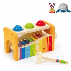 Hape Early Melodies Pound & Tap Bench Με Ξυλόφωνο Και Μπάλες E0305 6943478002340