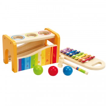 Hape Early Melodies Pound & Tap Bench Με Ξυλόφωνο Και Μπάλες E0305 6943478002340
