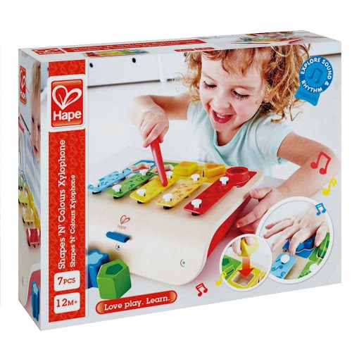 Hape Early Melodies Πιάνο - Ξυλόφωνο Με Γεωμετρικά Σχήματα S Sorter Xylophone E0334 6943478018990