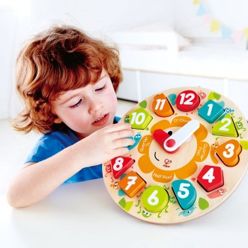 Hape Happy Puzzles Ξύλινο Ρολόι Παζλ Chunky E1622 6943478018747