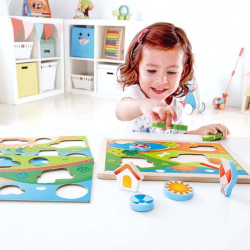 Hape Sunny Valley Puzzle Παζλ Ηλιόλουστο Λιβάδι 3 Σε 1 E1601 6943478016958