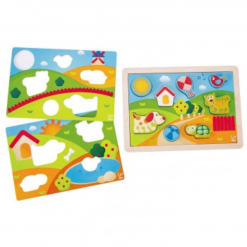 Hape Sunny Valley Puzzle 3 In 1 E1601 6943478016958