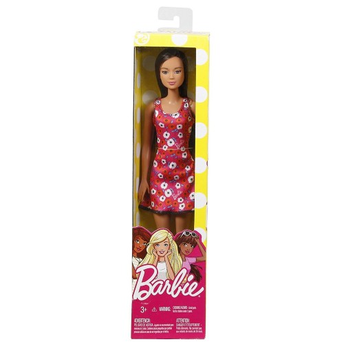 Mattel Barbie Μοντέρνα Φορέματα-Κόκκινο Φόρεμα, Μελαχρινή Κούκλα T7439 / DVX90 887961377149